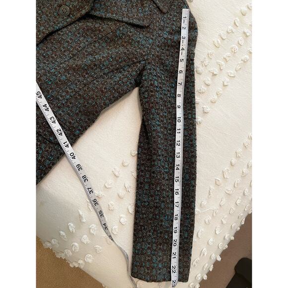 Sigrid Olsen Women's Wool Blend Turquoise Brown Jacquard Blazer Size 2 - Picture 9 of 10